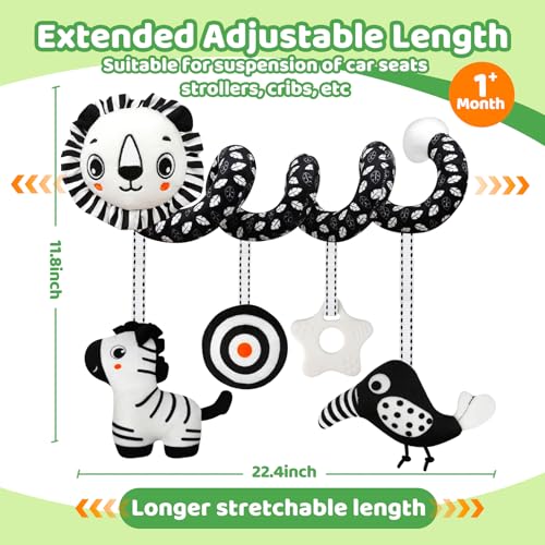 FQKIOMY Black and White High Contrast Baby Toys – Hanging Car Seat & Stroller Toy for Newborns 0-6 6-12 Months