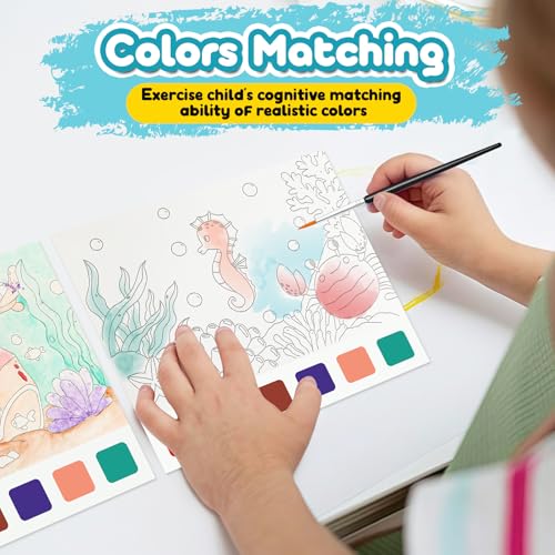 FQKIOMY Paint with Water Books for Kids Ages 3+ (3-Pack) – No-Mess Watercolor Painting for Toddlers, Travel-Friendly Arts & Crafts Activity