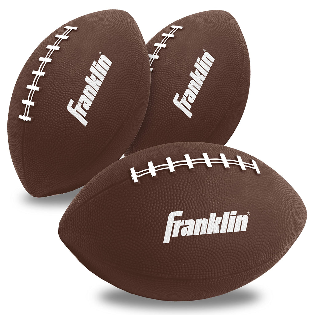 Franklin Sports Kids Mini Footballs Set – 3 Inflatable 6-Inch Toy Footballs with Air Pump