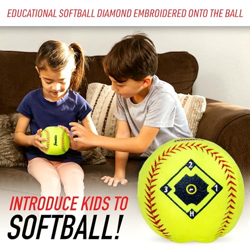 Franklin Sports MyFirst Soft Plush Softball – 4-Inch Yellow Stuffed Toy for Kids, USASB Licensed