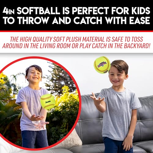 Franklin Sports MyFirst Soft Plush Softball – 4-Inch Yellow Stuffed Toy for Kids, USASB Licensed