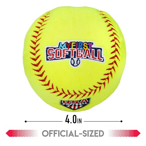 Franklin Sports MyFirst Soft Plush Softball – 4-Inch Yellow Stuffed Toy for Kids, USASB Licensed