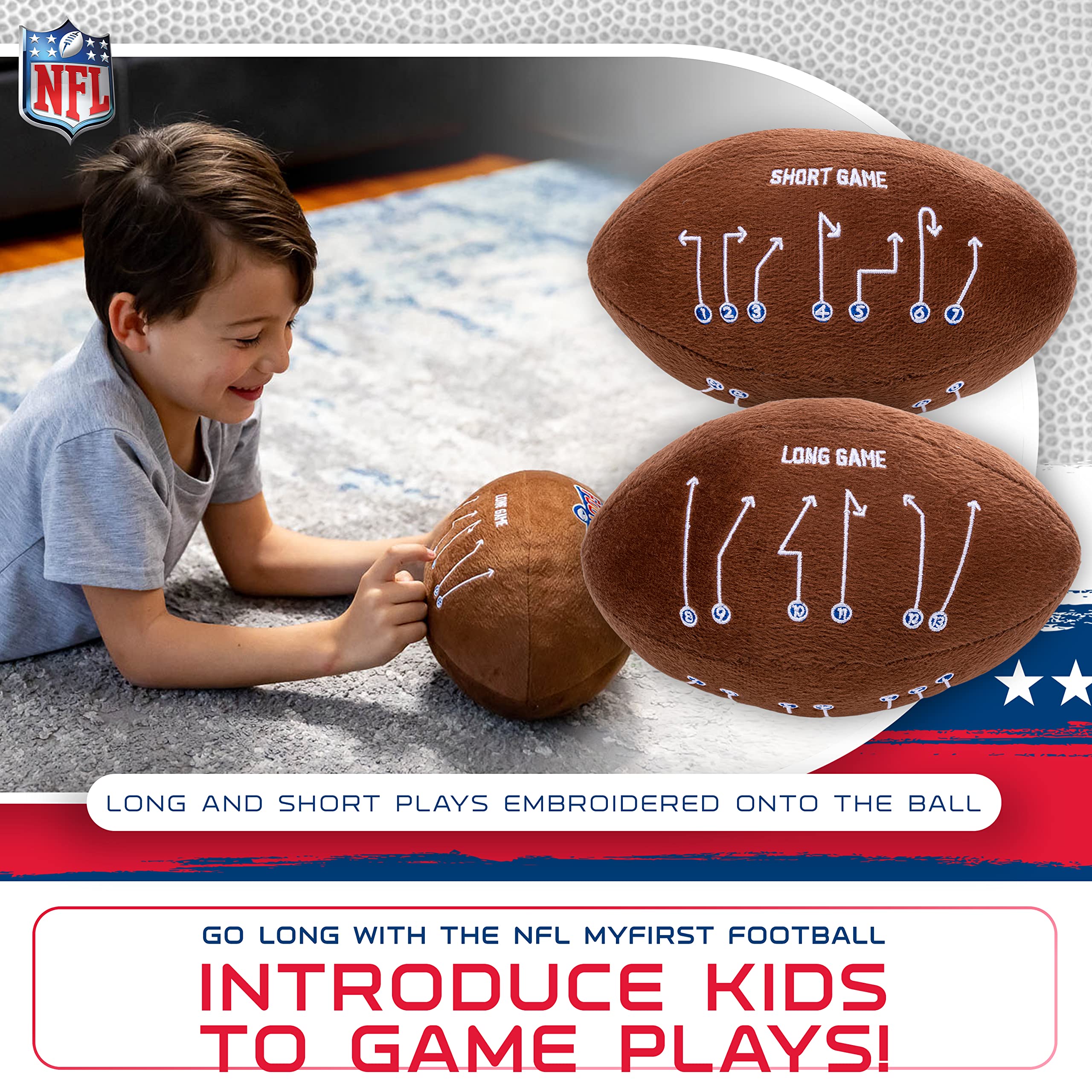 Franklin Sports NFL Plush Football – Soft 12-Inch Toy for Kids with Embroidered Play Routes