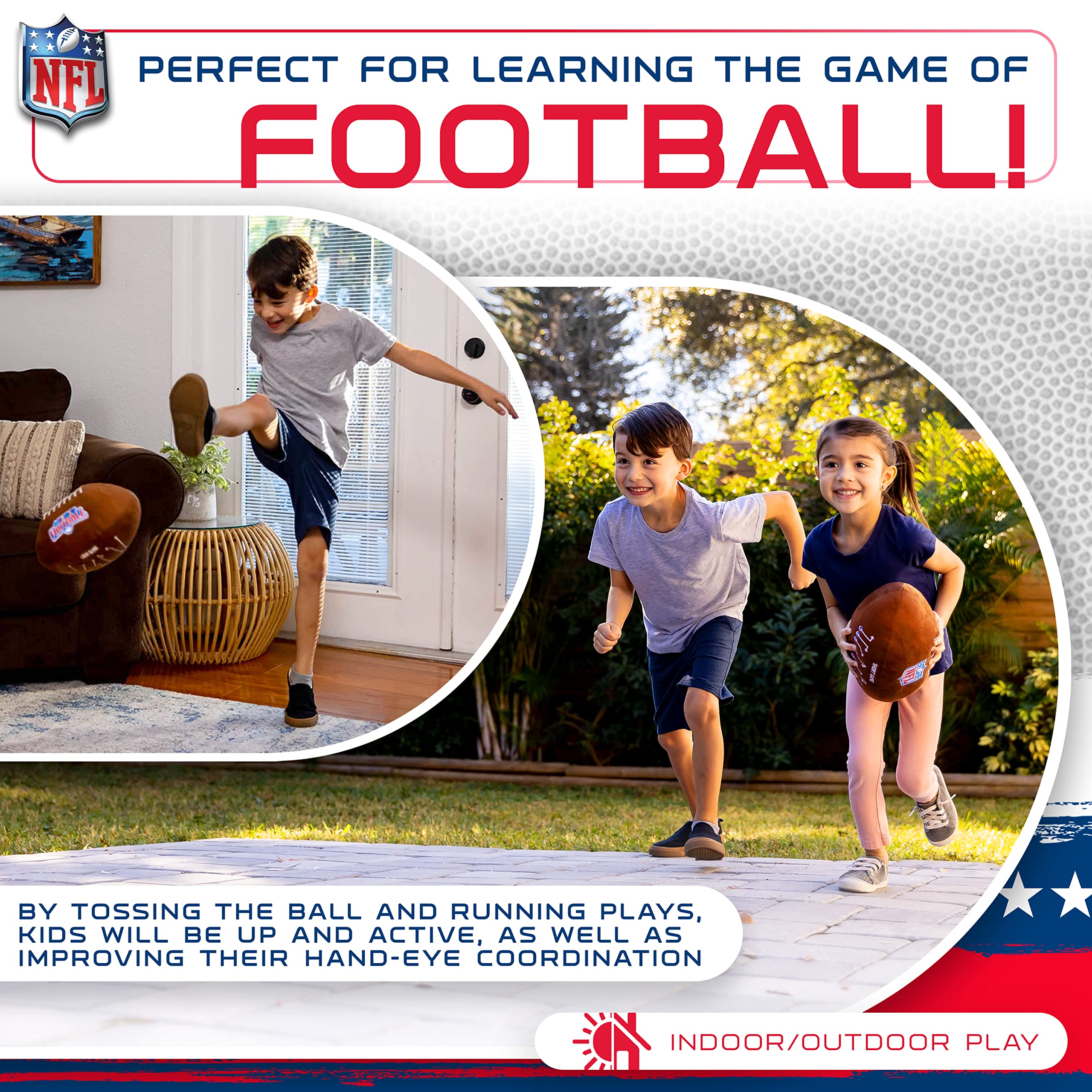 Franklin Sports NFL Plush Football – Soft 12-Inch Toy for Kids with Embroidered Play Routes