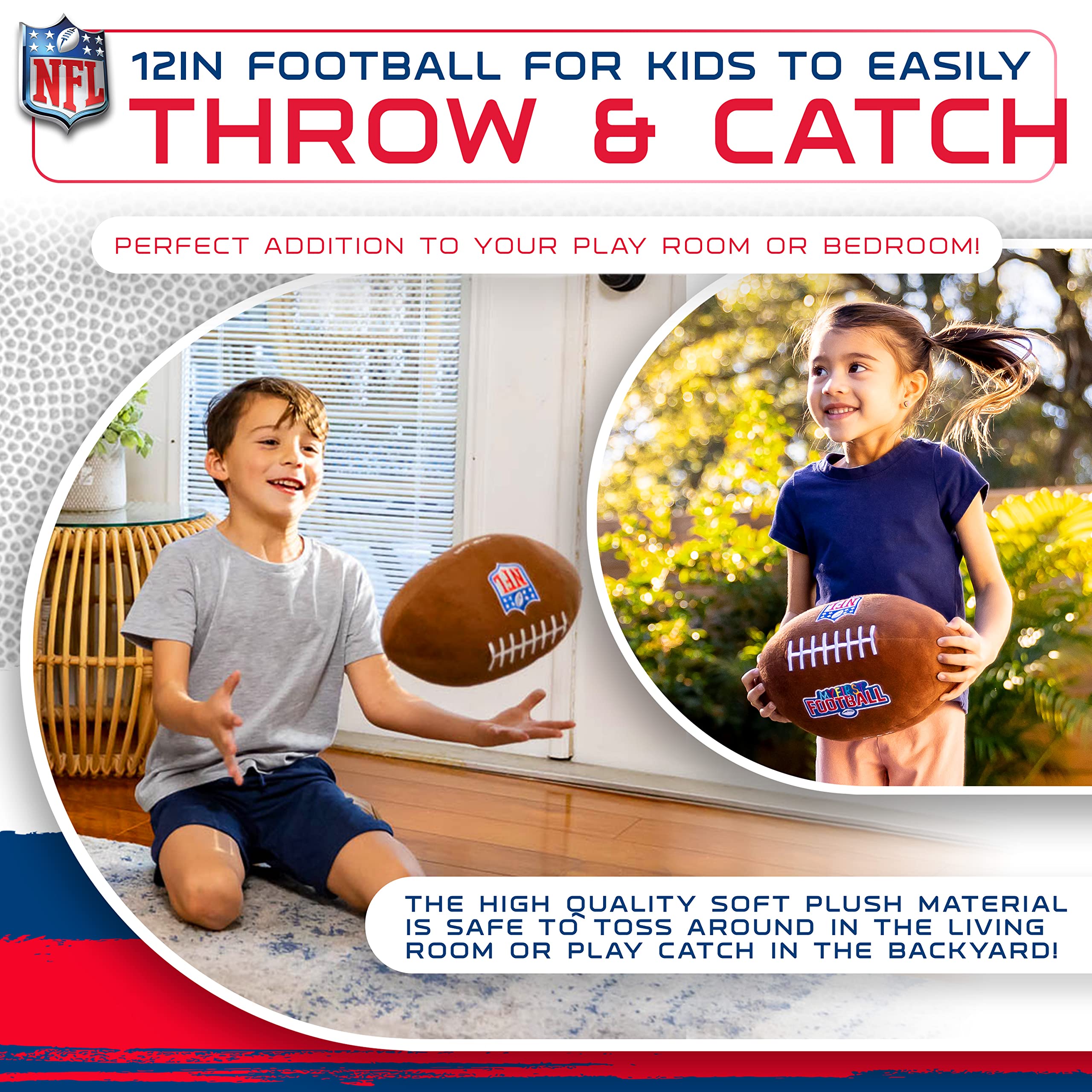 Franklin Sports NFL Plush Football – Soft 12-Inch Toy for Kids with Embroidered Play Routes