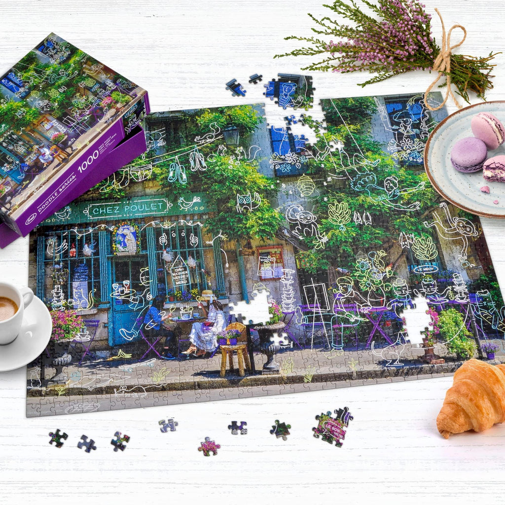 Fred Chez Poulet 1000-Piece Jigsaw Puzzle – Doodle Art with Matte Finish and Soy Ink