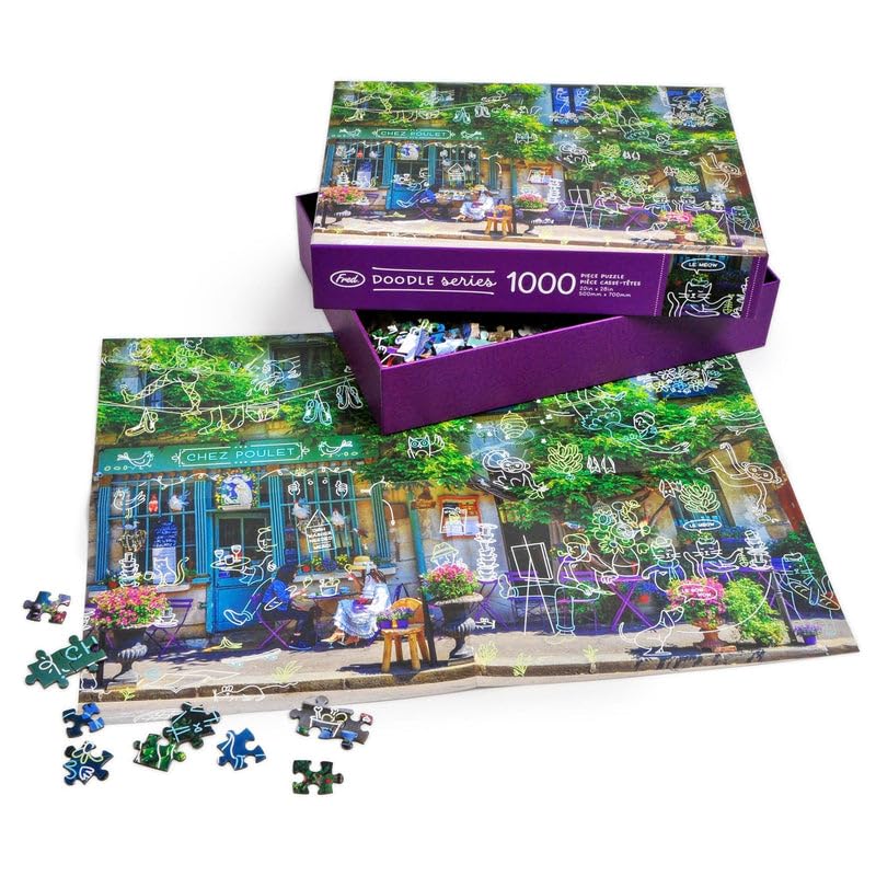 Fred Chez Poulet 1000-Piece Jigsaw Puzzle – Doodle Art with Matte Finish and Soy Ink