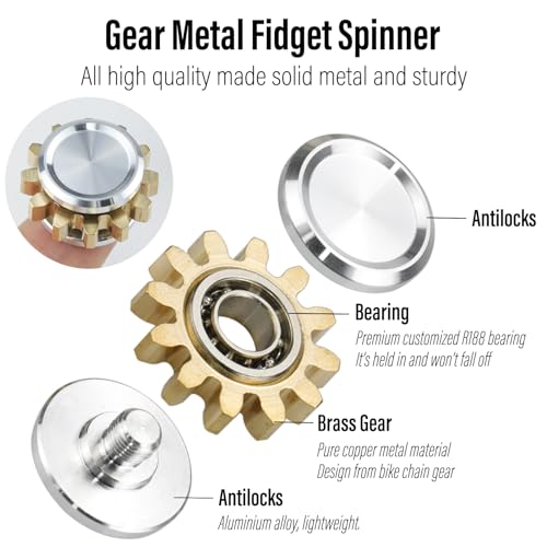 FREELOVE Gear Metal Fidget Spinner – Small Mini Copper Brass EDC Fidget Toy for Adults