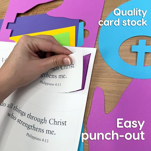 FreshCut Crafts Philippians 4:13 Punch-Out 3-D Paper Kit - 12 Colorful Tabletop Bible Crafts for Kids Ages 5+