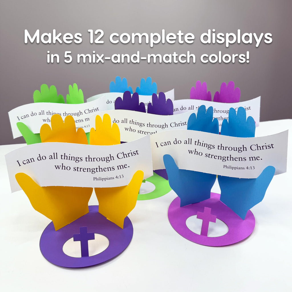 FreshCut Crafts Philippians 4:13 Punch-Out 3-D Paper Kit - 12 Colorful Tabletop Bible Crafts for Kids Ages 5+