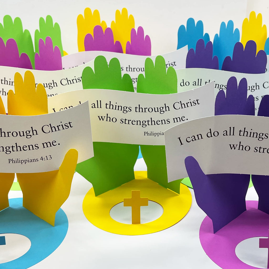 FreshCut Crafts Philippians 4:13 Punch-Out 3-D Paper Kit - 12 Colorful Tabletop Bible Crafts for Kids Ages 5+