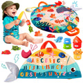 FREYBLI Montessori Fishing Toy Set for 1 Year Old – Cloth Toddler Fishing Game with Stacking Cups, 15 Sea Animals, Velcro Fishing Pole, Silicone Cups, Ocean Mat Storage Bag, Sensory Baby Toy 12-18 Months