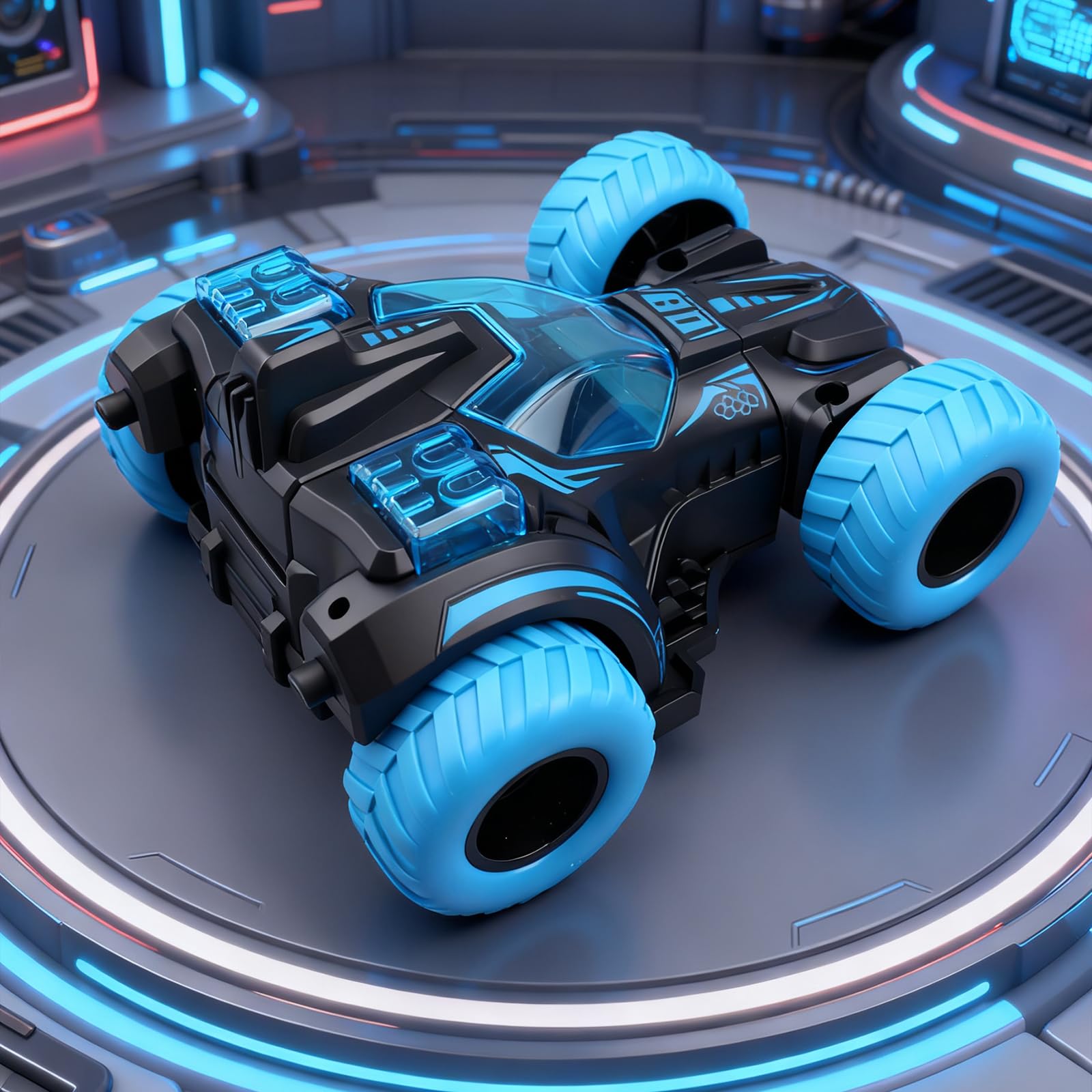 Friction Powered Flip Stunt Car – Push and Go Toy with 360° Spin, No Batteries Needed, for Kids Ages 3+ (Blue)