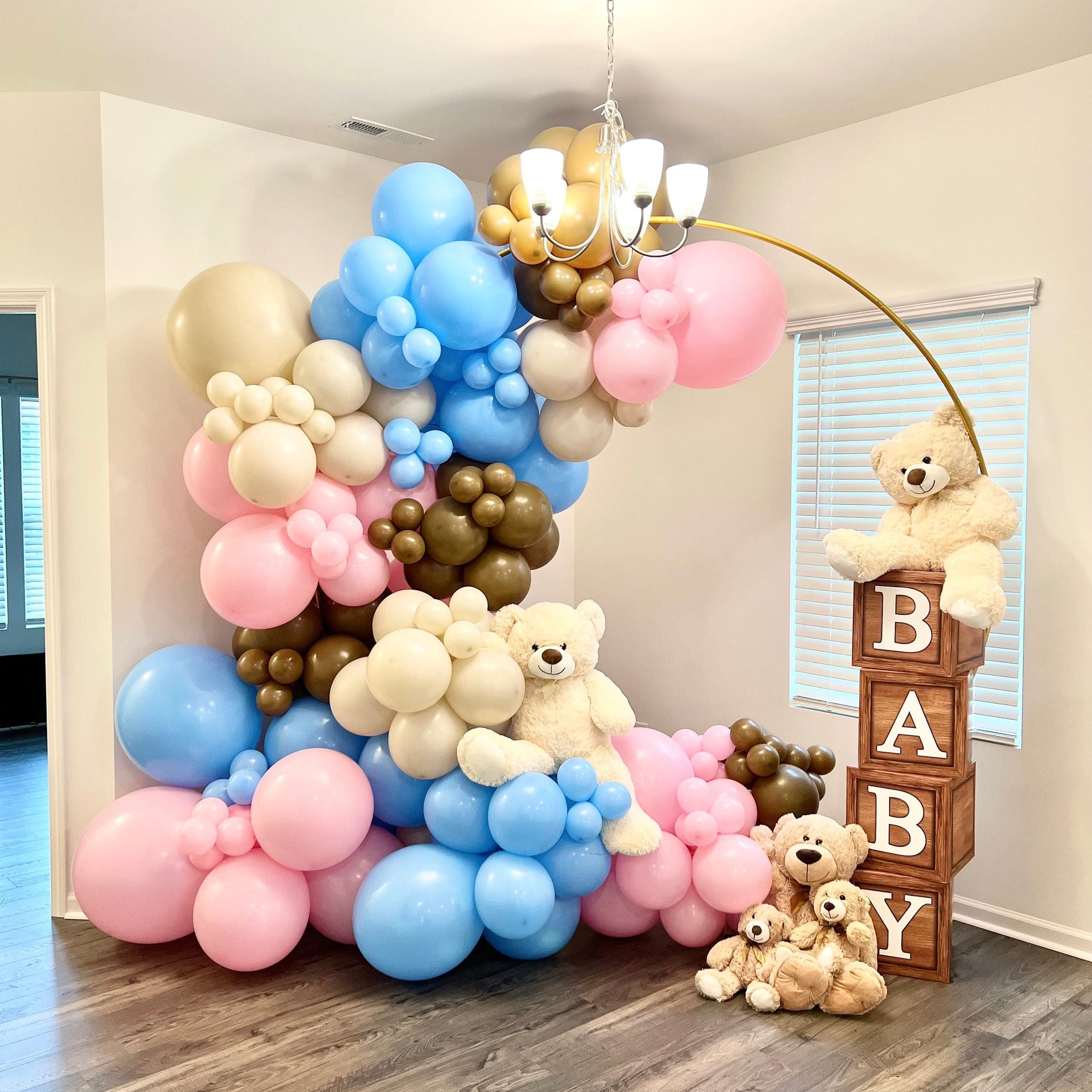Frigg 4-Pack Wood Grain Baby Shower Boxes – Brown Teddy Bear Decor, Gender Reveal & Birthday Centerpiece Blocks