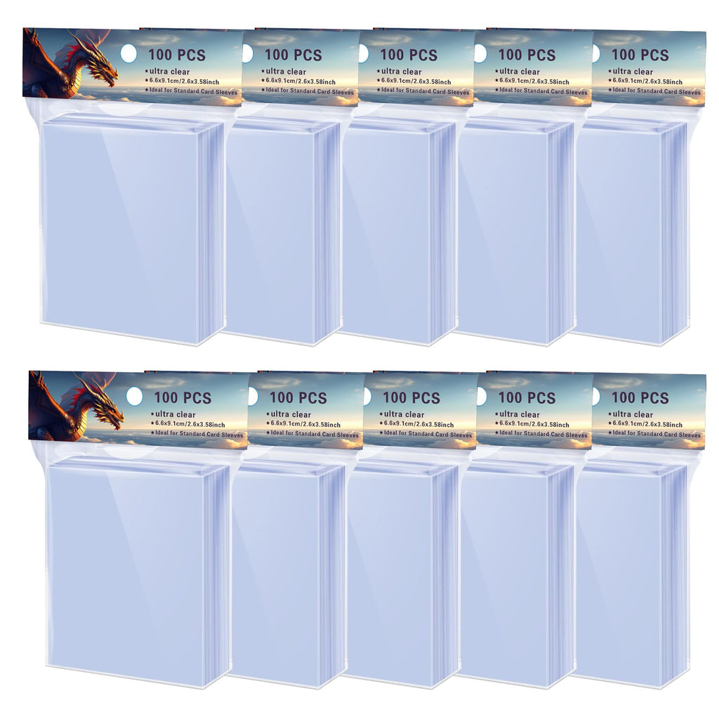 Frinail 1000 Clear Penny Sleeves for Trading Cards - Reinforced Edges, Standard Size 66x91mm