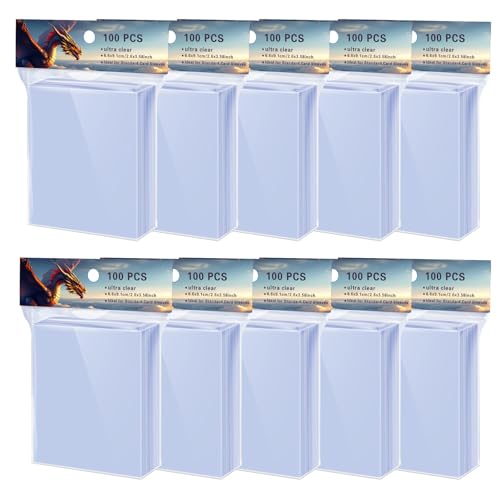 Frinail 1000 Clear Penny Sleeves for Trading Cards - Reinforced Edges, Standard Size 66x91mm