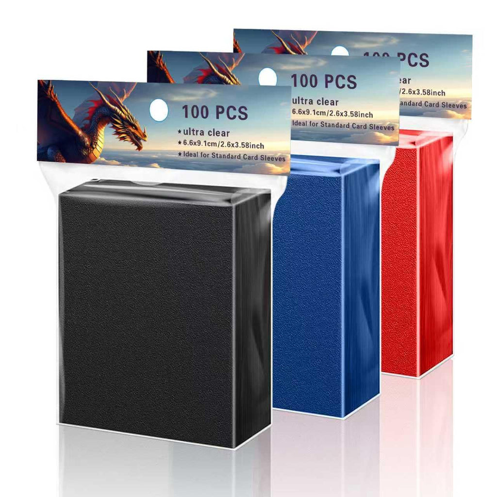 Frinail 300ct Standard Matte Card Sleeves - 3 Colors (Black, Red, Dark Blue) - 66x91mm - for MTG, Yu-Gi-Oh!, Lorcana, and More