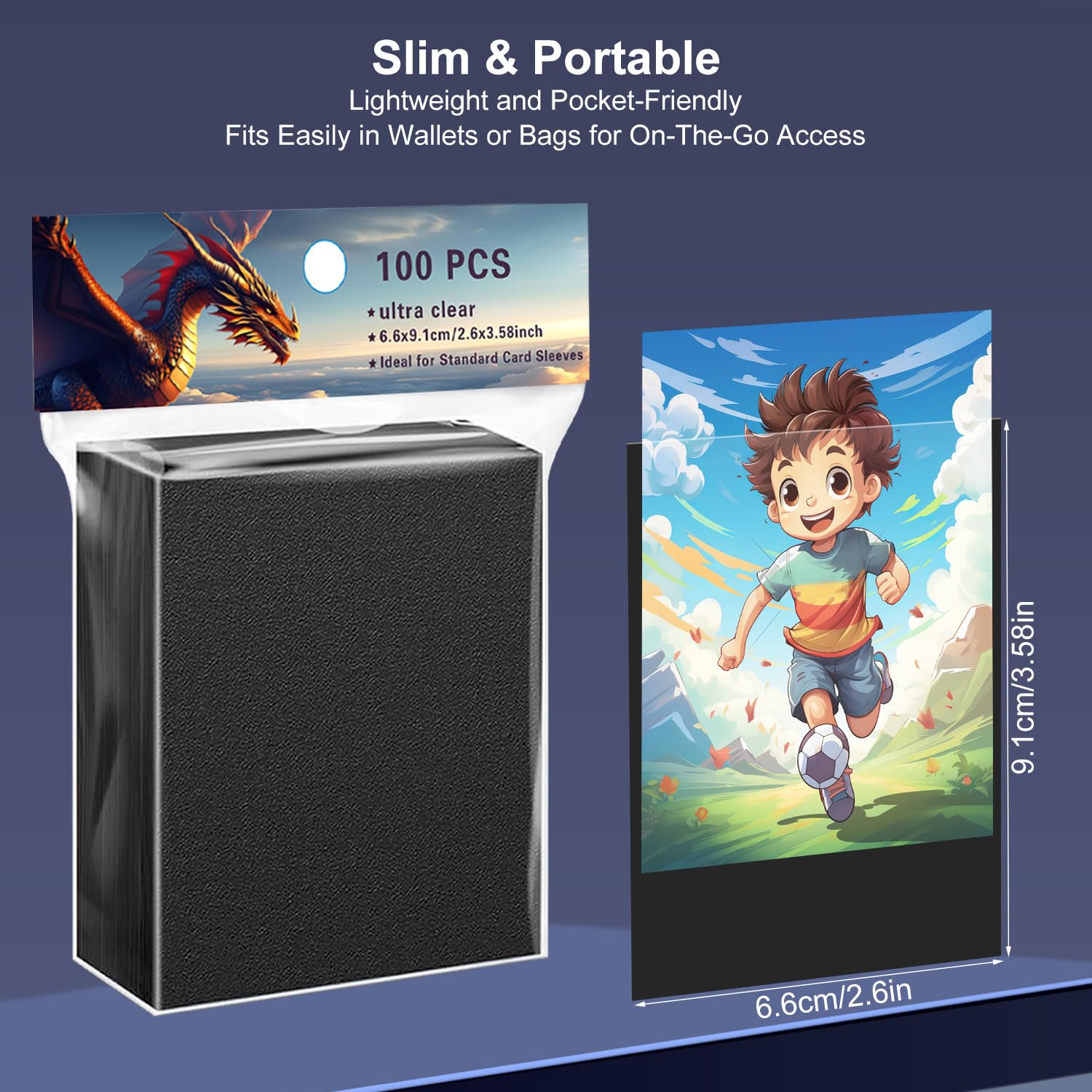 Frinail 300ct Standard Matte Card Sleeves - 3 Colors (Black, Red, Dark Blue) - 66x91mm - for MTG, Yu-Gi-Oh!, Lorcana, and More