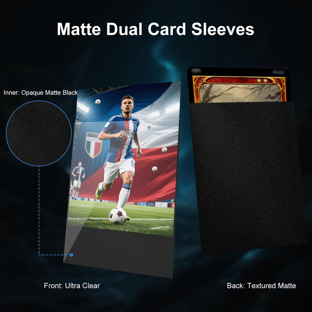 Frinail 300ct Standard Matte Card Sleeves - 3 Colors (Black, Red, Dark Blue) - 66x91mm - for MTG, Yu-Gi-Oh!, Lorcana, and More