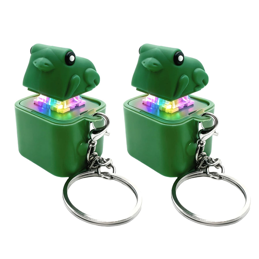 Frog Croaking Fidget Keychain (2-Pack) – Rechargeable with Sound & LED Lights, Stress Relief Toy for Adults & Kids