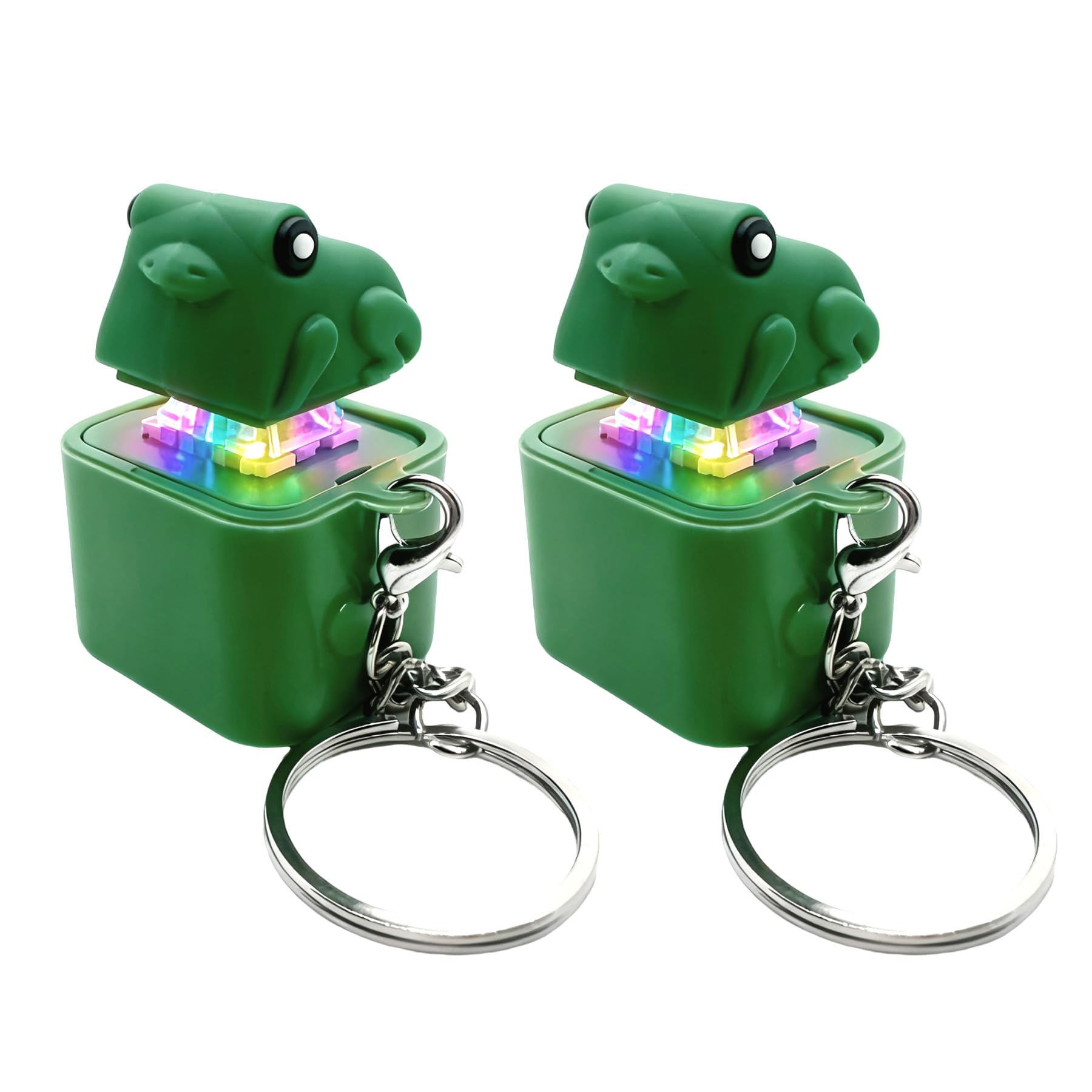 Frog Croaking Fidget Keychain (2-Pack) – Rechargeable with Sound & LED Lights, Stress Relief Toy for Adults & Kids