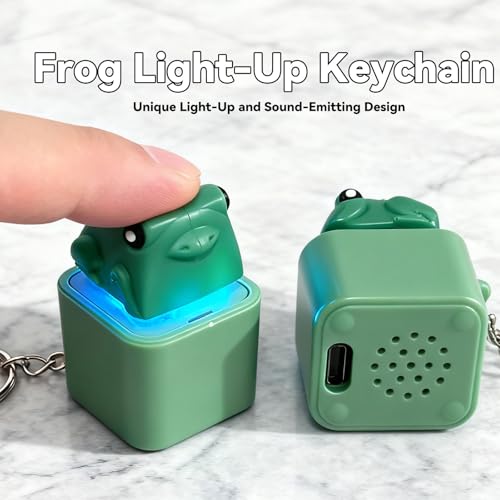Frog Croaking Fidget Keychain (2-Pack) – Rechargeable with Sound & LED Lights, Stress Relief Toy for Adults & Kids