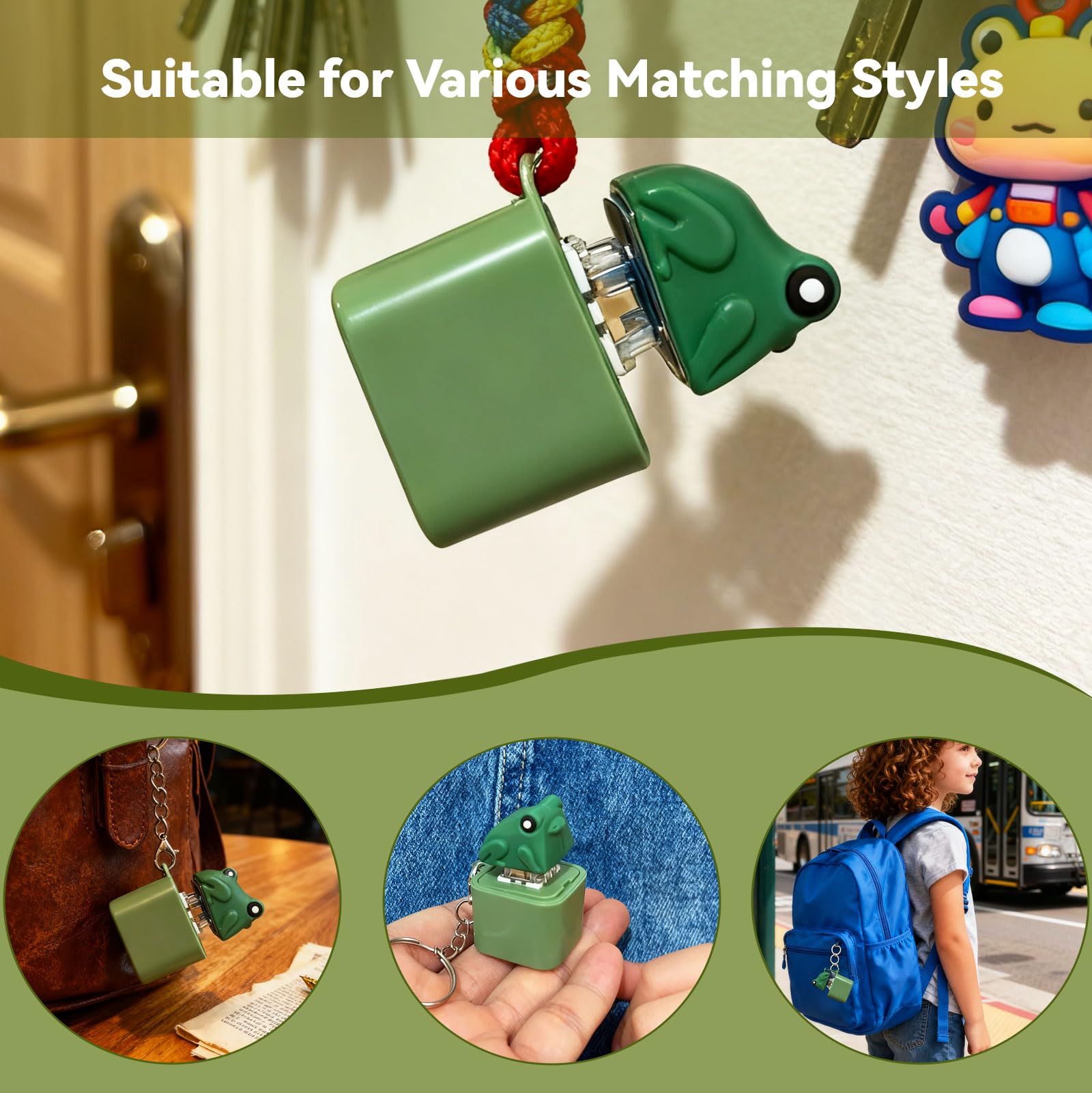 Frog Croaking Fidget Keychain (2-Pack) – Rechargeable with Sound & LED Lights, Stress Relief Toy for Adults & Kids