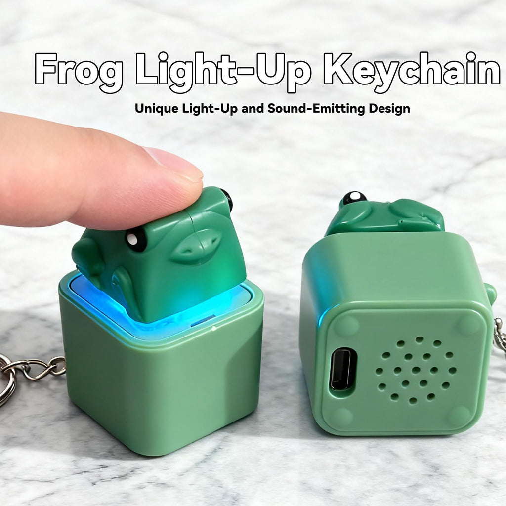 Frog Croaking Fidget Keychain (2-Pack) – Rechargeable with Sound & LED Lights, Stress Relief Toy for Adults & Kids