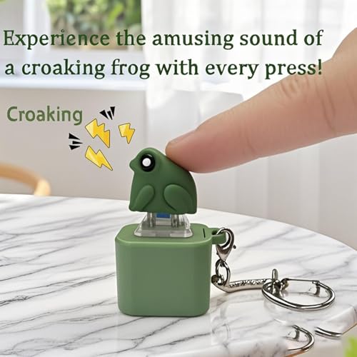 Frog Croaking Fidget Toy with LED Lights - Cute Keychain Stress Relief for Adults, ADHD & Autism