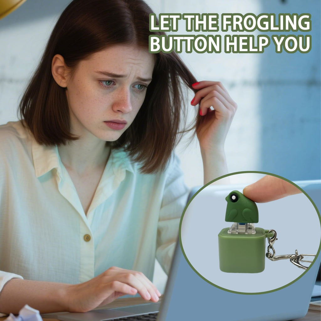 Frog Croaking Fidget Toy with LED Lights - Cute Keychain Stress Relief for Adults, ADHD & Autism