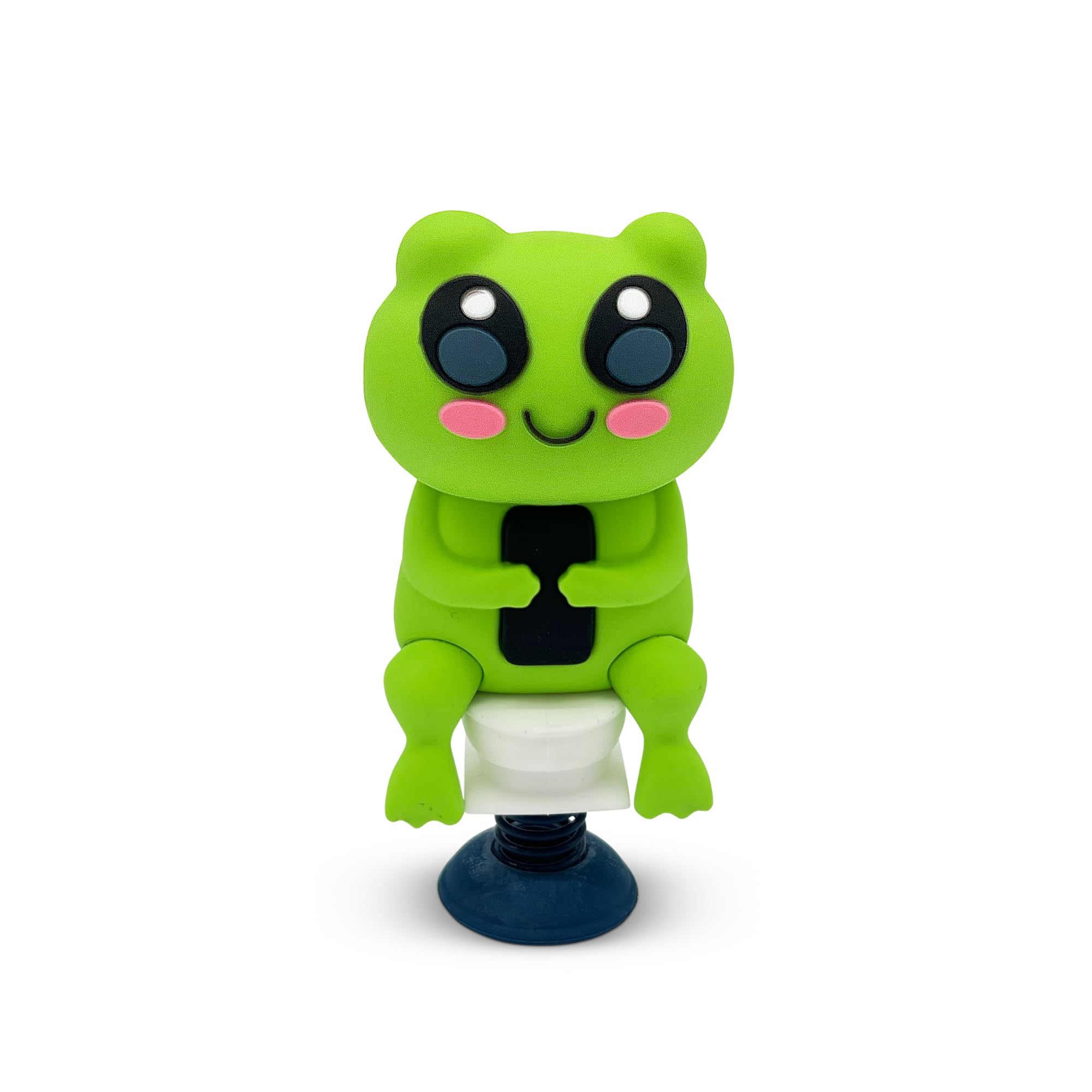 Frog on Toilet Dashboard Dancer – Bobblehead Frog Scrolling on Phone – Funny Car Dashboard Toy by GOOFBALLS