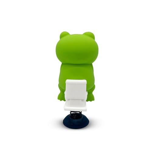 Frog on Toilet Dashboard Dancer – Bobblehead Frog Scrolling on Phone – Funny Car Dashboard Toy by GOOFBALLS