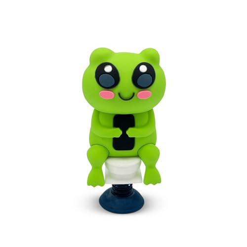 Frog on Toilet Dashboard Dancer – Bobblehead Frog Scrolling on Phone – Funny Car Dashboard Toy by GOOFBALLS