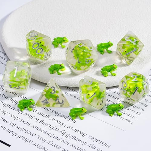 Frog Resin Dice Set – 7 Polyhedral Dice for D&D and RPG Games