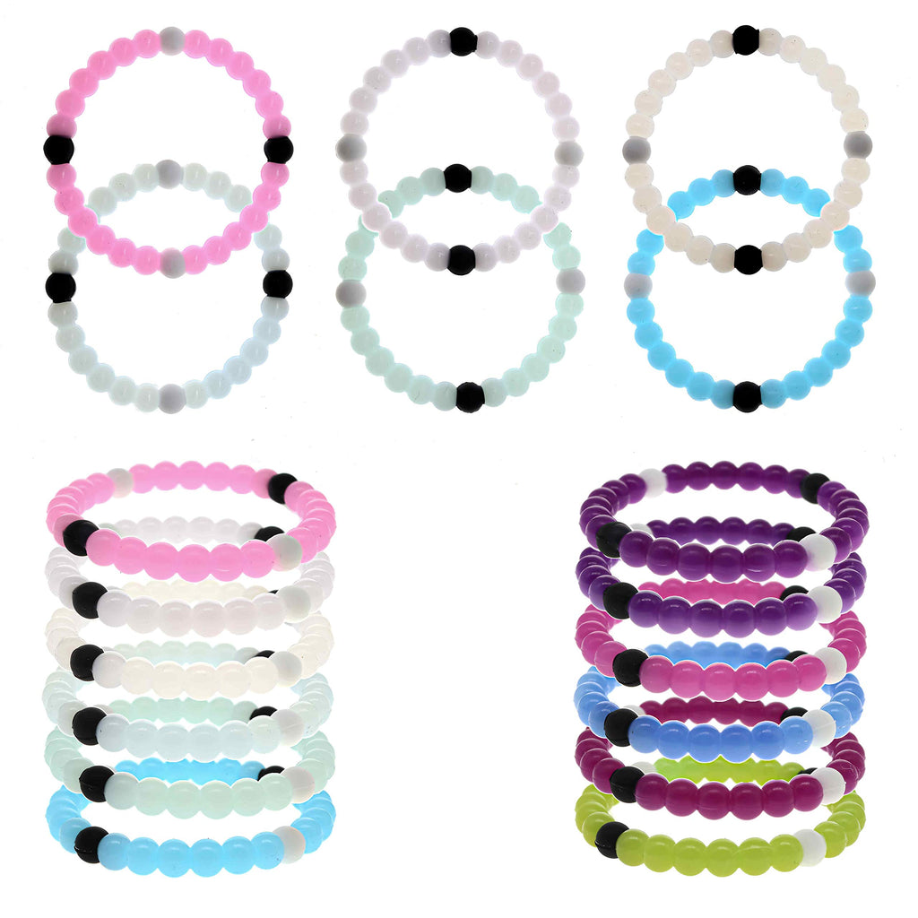 FROG SAC 6-Pack Silicone Beaded Bracelets for Kids and Teens - Cute Birthday Party Favors