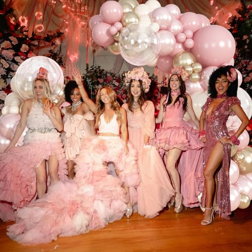 Froova 12-Inch Dusty Pink Balloons - 50 Piece Set with Pearl & Clear Balloons for Baby Shower, Wedding, Birthday Decor