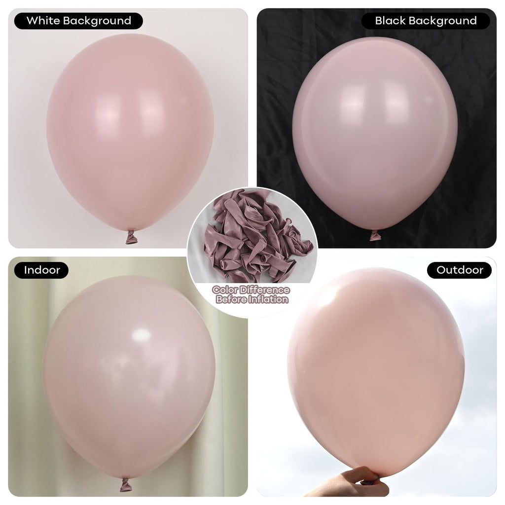 Froova 12-Inch Dusty Pink Balloons - 50 Piece Set with Pearl & Clear Balloons for Baby Shower, Wedding, Birthday Decor