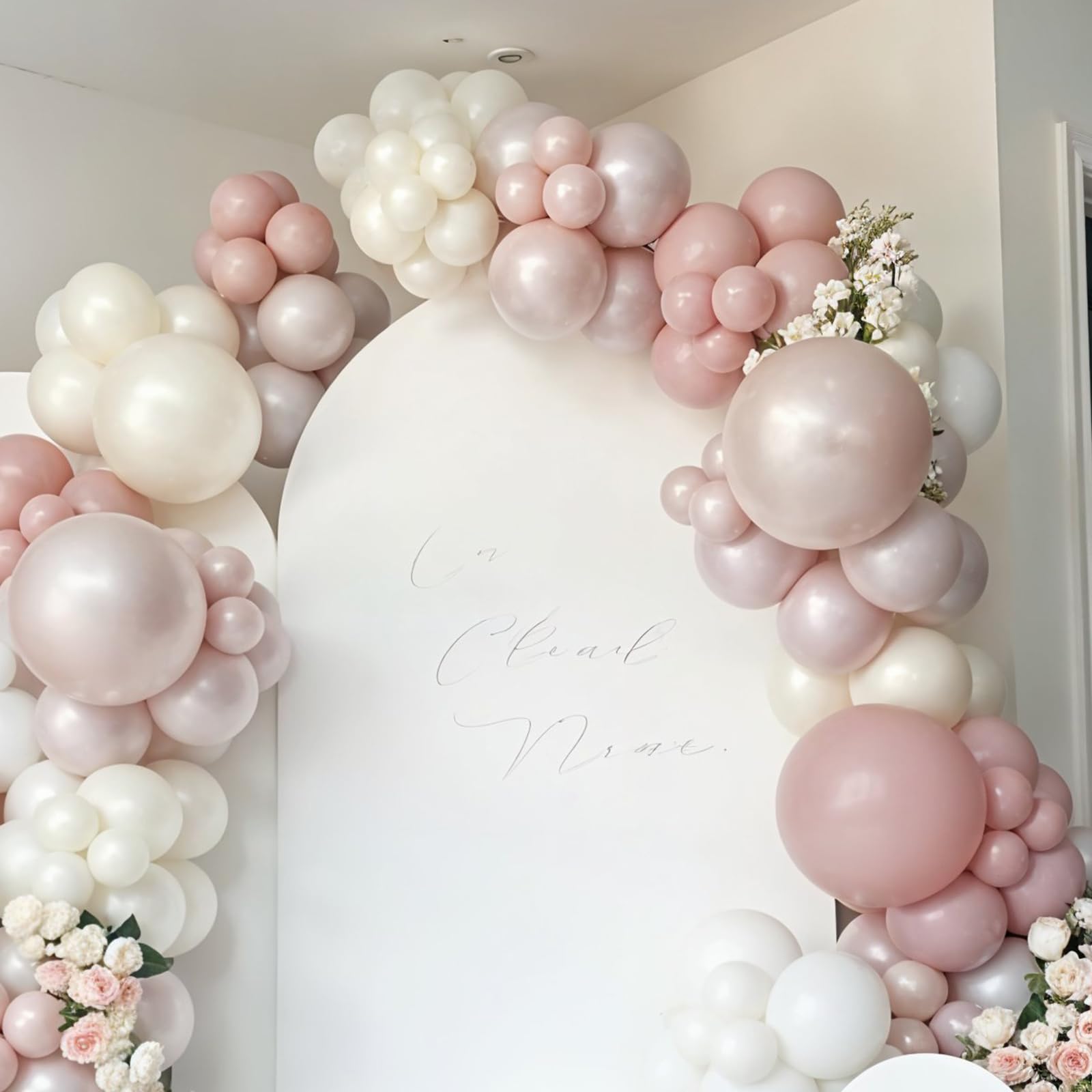 Froova 12-Inch Dusty Pink Balloons - 50 Piece Set with Pearl & Clear Balloons for Baby Shower, Wedding, Birthday Decor