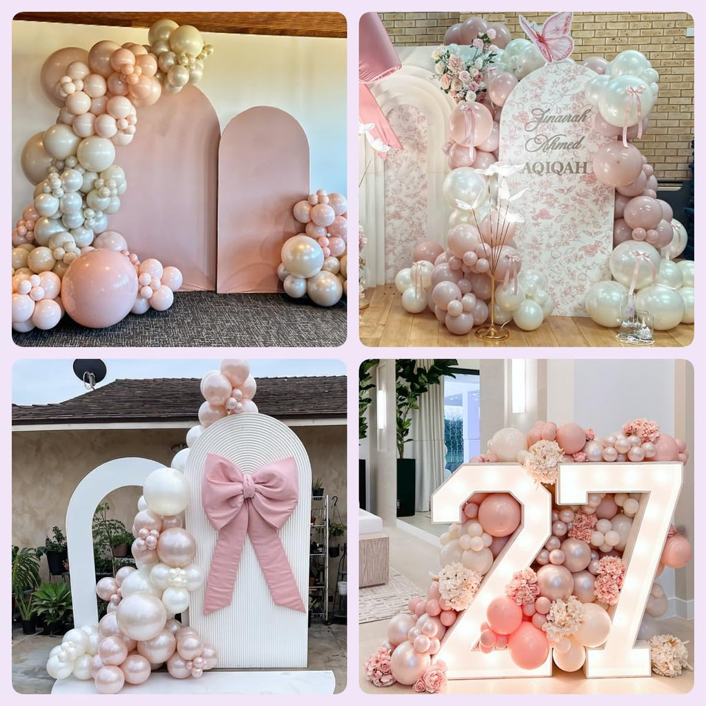 Froova 12-Inch Dusty Pink Balloons - 50 Piece Set with Pearl & Clear Balloons for Baby Shower, Wedding, Birthday Decor