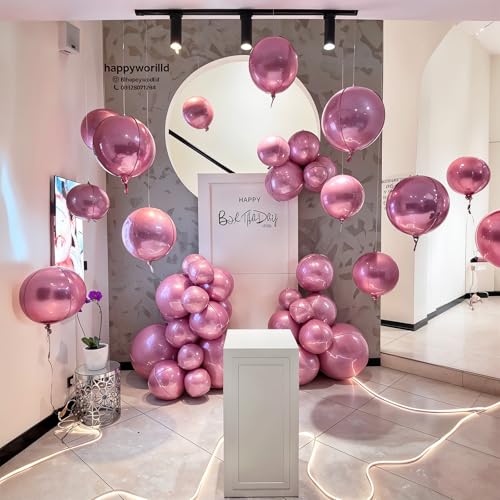 Froova 14 Pack Pink Foil Balloons - 22/15/10 Inch 4D Ball Set for Party Decor