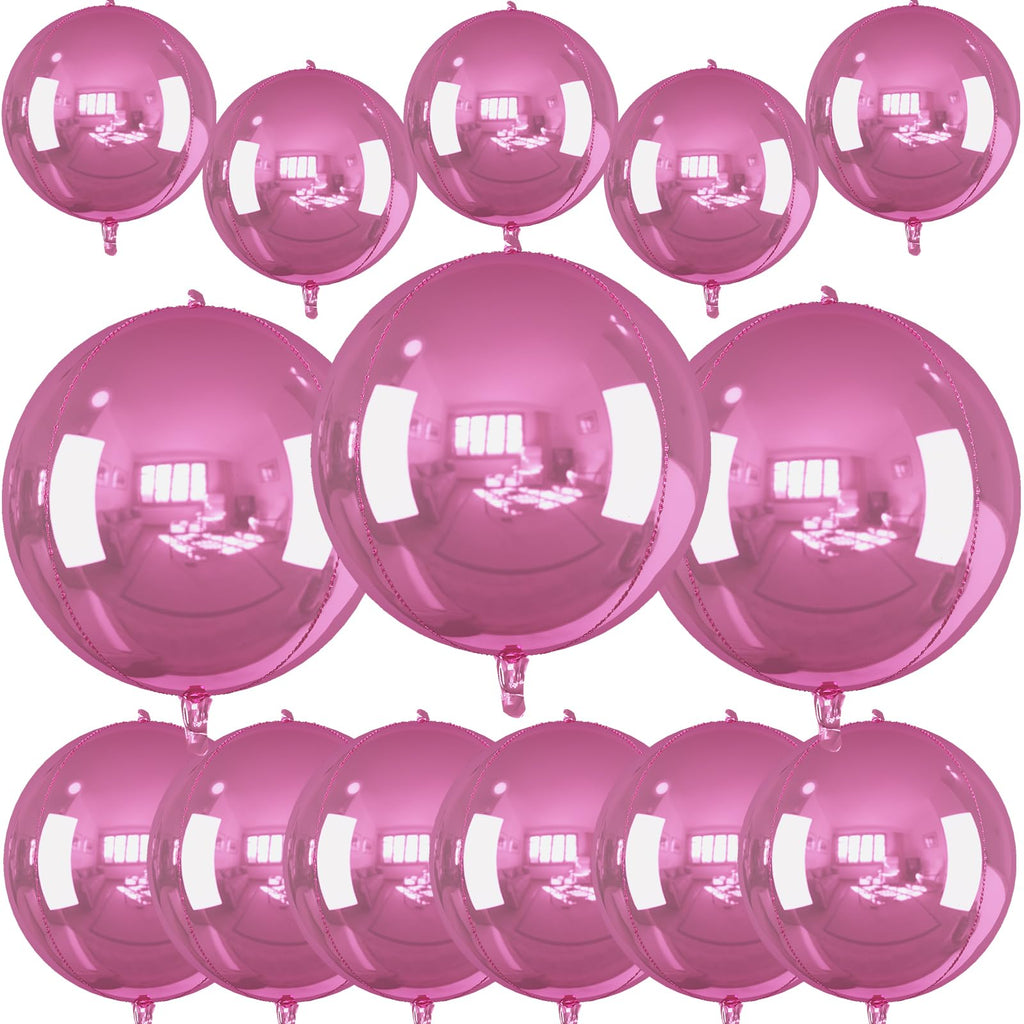 Froova 14 Pack Pink Foil Balloons - 22/15/10 Inch 4D Ball Set for Party Decor