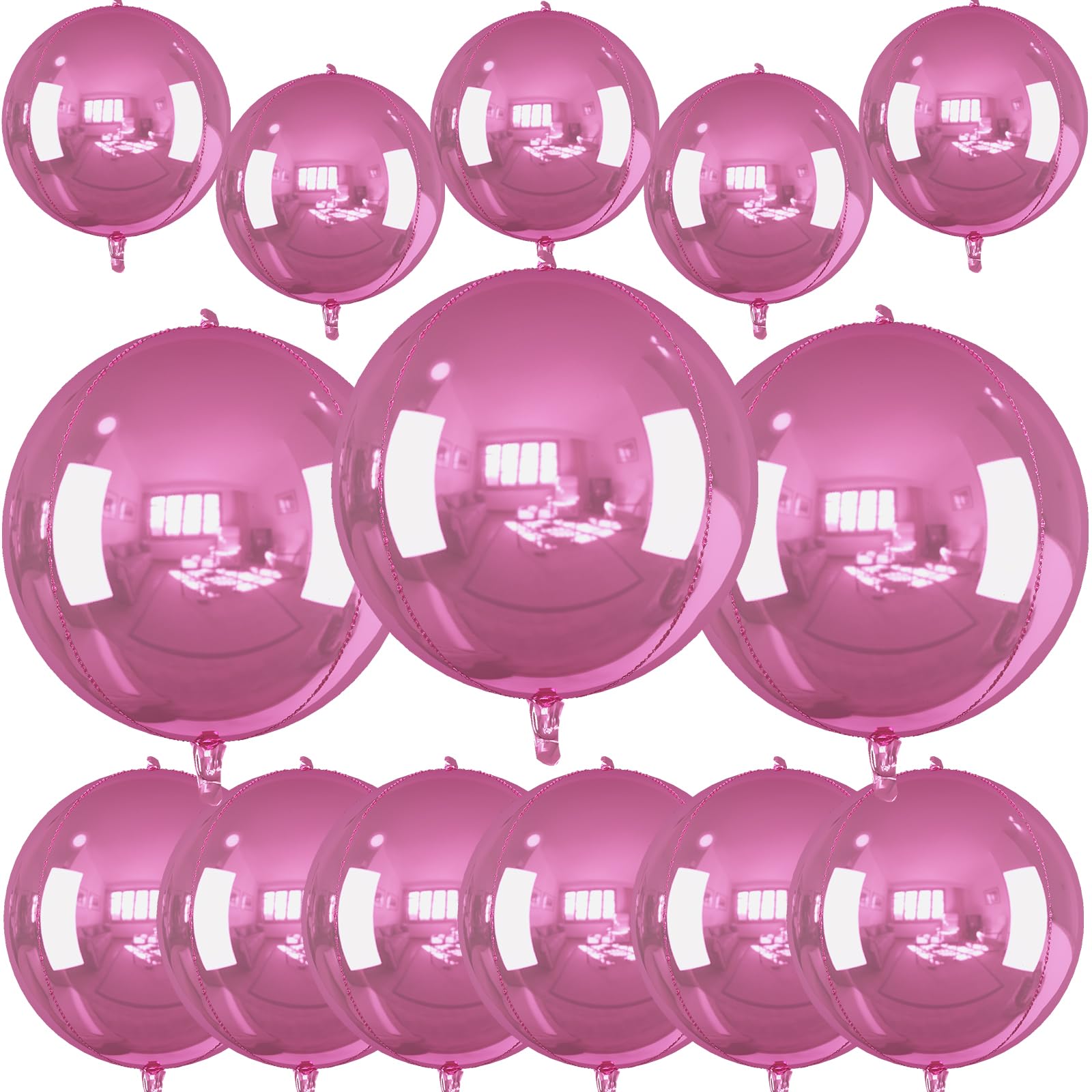 Froova 14 Pack Pink Foil Balloons - 22/15/10 Inch 4D Ball Set for Party Decor