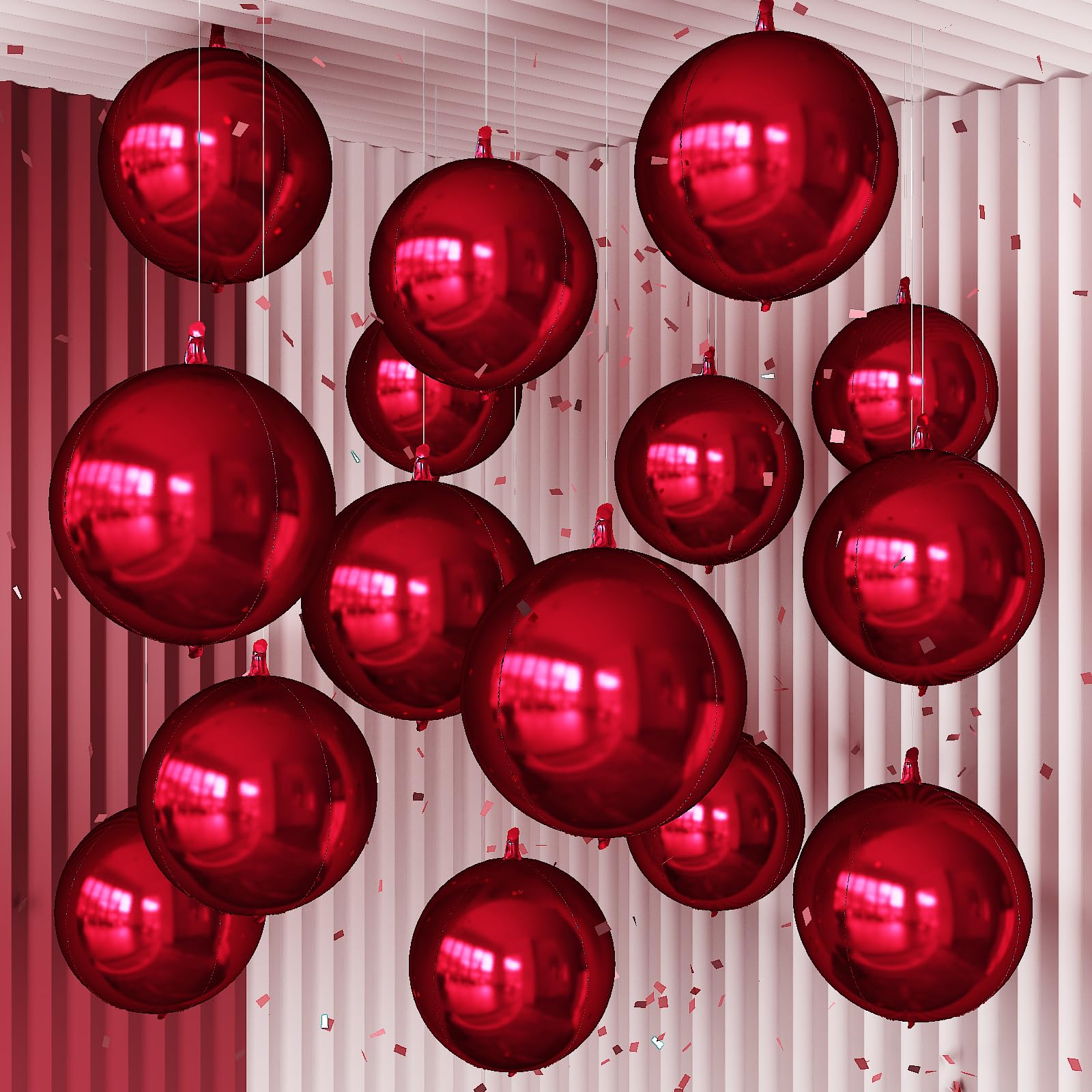 Froova 14-Piece Burgundy Foil Balloon Set – 22/15/10 Inch Maroon Metallic 4D Balloons for Parties