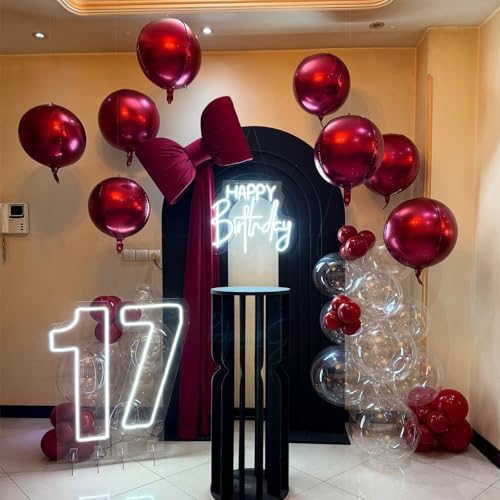 Froova 14-Piece Burgundy Foil Balloon Set – 22/15/10 Inch Maroon Metallic 4D Balloons for Parties
