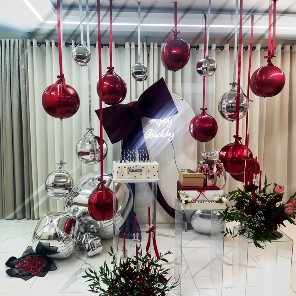 Froova 14-Piece Burgundy Foil Balloon Set – 22/15/10 Inch Maroon Metallic 4D Balloons for Parties
