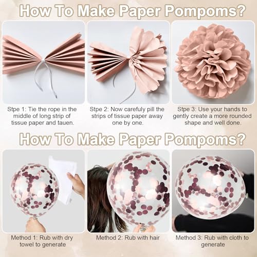 Froova 40th Birthday Decorations for Women – Retro Blush Pink Balloon Kit with Banner & Cake Topper