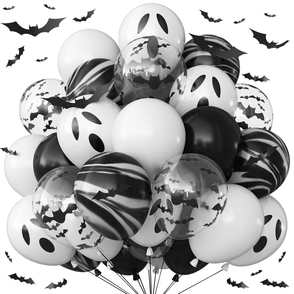 Froova 51-Piece Halloween Balloon Set with Bat Stickers and Ghost Balloons