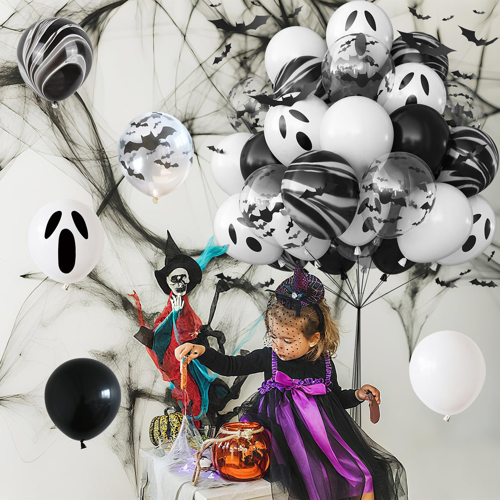 Froova 51-Piece Halloween Balloon Set with Bat Stickers and Ghost Balloons
