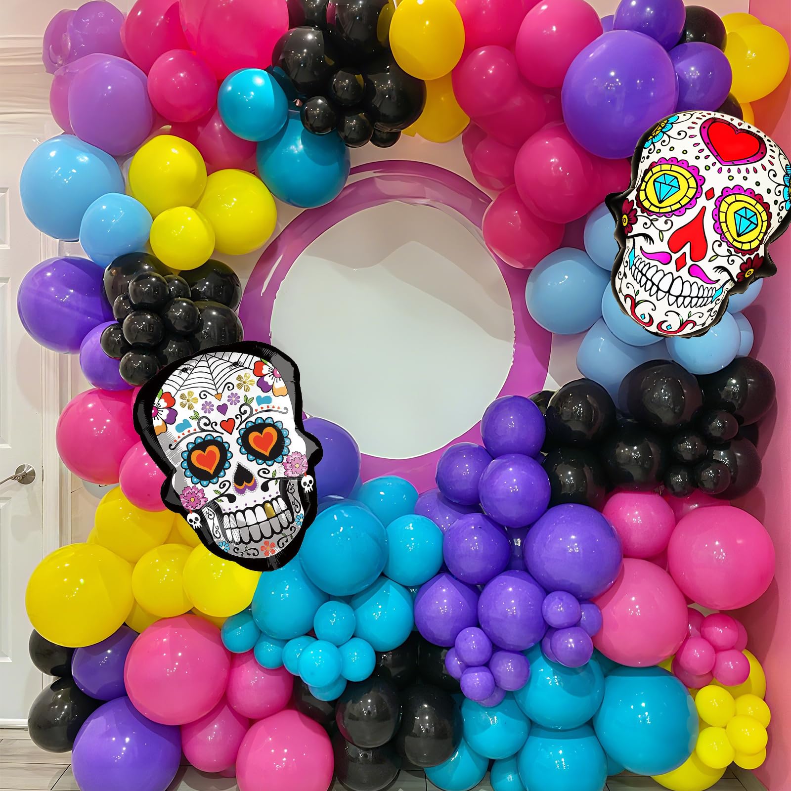 Froova Day of the Dead Balloon Arch Kit – 128 Colorful Latex & Foil Balloons for Dia de los Muertos Party Decor