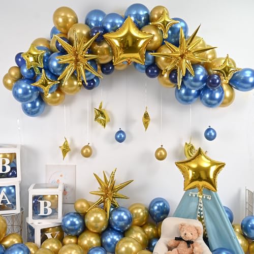 Froova Gold Foil Star Balloons Set - 22/18/10 Inch Metallic Stars for New Year, Baby Shower, Birthday Party Decorations